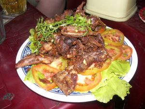 fried bat and rat with salad vietnam