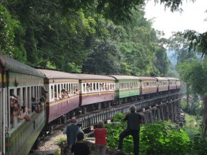 train crossing Wang Pho viaduct death railway