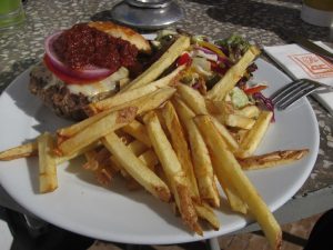 camel burger at cafe clock marrakech